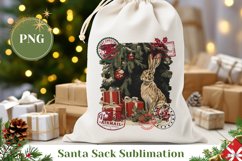 Vintage Winter Hare Santa Sack, Christmas Gift Bag Design Product Image 1
