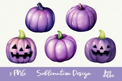 5 Purple Pumpkin &amp; Jack-O&#039;-Lantern Halloween Clipart Product Image 1