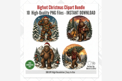Bigfoot Christmas Clipart Bundle, Sasquatch Christmas PNG Product Image 9