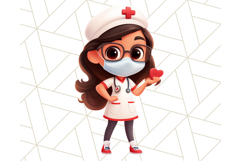 Nurse Clipart Bundle, Medical Staff PNG, Cute Kid Nurse Png Product Image 12