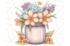 Flowers in Glass Jars PNG, Rustic Floral Watercolor Clipart Product Image 4
