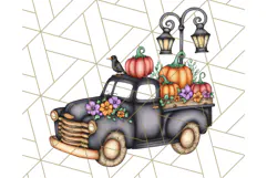 Halloween Cottagecore Truck PNG Clipart, Fall Style Clip Art Product Image 4