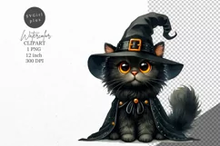 Halloween clipart, Witch cat clipart, Autumn clipart Product Image 1