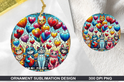 Cat Stained Glass Ornament PNG, Digital Download File Product Image 1