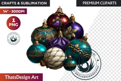 Christmas Jewel Baubles Clipart | Elegant Holiday Ornaments Product Image 1
