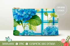 Blue Hydrangea Cosmetic Bag Design, Floral Cosmetic Bag Product Image 1