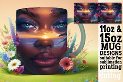 Woman&#039;s Face with Floral Mug Wrap - Sublimation 11oz 15oz Product Image 1