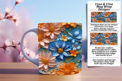 VIBRANT 15oz PNG Mug Wrap Design , 3D Flower Product Image 1