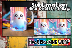 Charming whispers 11oz 15oz sublimation wrap, 3D Cute Ghost Product Image 1
