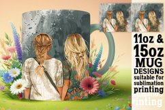 Floral Watercolor Female Companions Mug Wrap: 11oz 15oz Product Image 1