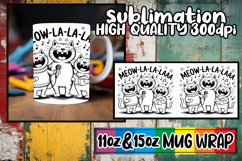 Delightful sips 11oz 15oz mug wrap, Funny Cat Product Image 1