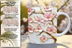 Elegant 15oz Mug Wrap Png Template , 3D Flower Product Image 1