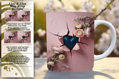 TRENDY 11oz Mug Wrap PNG Template , 3D Heart Product Image 1