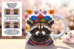 Sublimation Mug Wrap: Bright Raccoon with Flowers Product Image 1