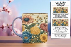 Enchanting Retro Flower Pattern Mug Wrap Product Image 1