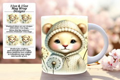 Lovely 15oz Mug Wrap Png Template , Cute Animals Product Image 1