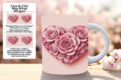 GLAMOROUS 15oz Mug Wrap PNG Design , Flowers Heart Product Image 1