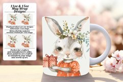 Adorable Bunny with Floral Patterns Mug Wrap Product Image 1