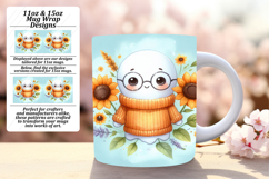 Stylish 15oz Mug Wrap Png Artwork , Cute Ghost Product Image 1