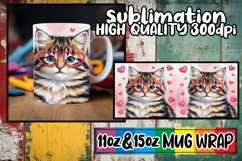 Cheerful sunsets sublimation mug wrap, Valentines Cat Product Image 1