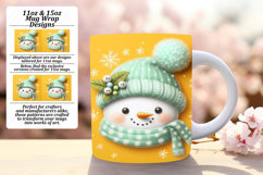 Luxurious 11oz Mug Wrap Png Design , Snowman Product Image 1