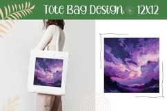 Cosmic Illustration, Night Sky Tote Bag Design, Clouds PNG Product Image 1