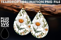Stylish Watercolor Floral Teardrop Earring Sublimation Product Image 1