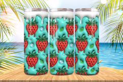 3D Puff Strawberry Summer Tumbler Wrap PNG Sublimation Product Image 1