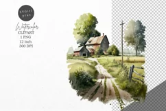 Farm clipart, Summer clipart, Watercolor clipart Product Image 1