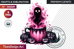 Gothic Halloween Drinks Pink and Black Sublimation clipart Product Image 1