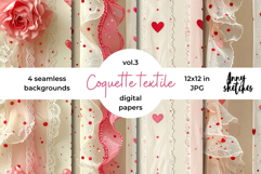 Coquette Textile Valentine Digital Paper Kit Rococo Patterns Product Image 1