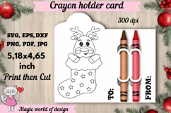 Christmas deer in Santa sock Coloring Card svg Product Image 1