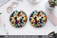 Car coaster sublimation, Easter Coaster PNG Design Product Image 1