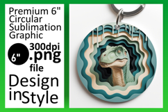 Artful Round Design Coaster Template , Cute Dino Product Image 1