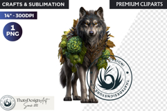 Floral Wolf Fantasy clipart, Botanical Wildlife Graphics PNG Product Image 1