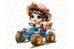 Kids Farm Clipart, Cute Farmer and Farm Animal PNG Product Image 3