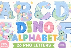 Dino Alphabet Clipart Bundle | Cute Dinosaur PNG Letters A-Z Product Image 1