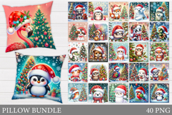 Christmas Animals Pillow Bundle. Christmas Pillow Design Product Image 1