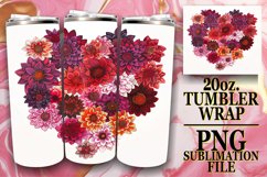 Floral Heart Pattern Sublimation Tumbler Wrap 20oz Product Image 1