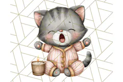 Christmas Pets in Pajamas Clipart PNG, Christmas Png Clipart Product Image 4