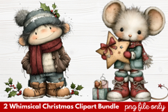 2 Whimsical Christmas Clipart | Cute Festive Holiday PNG Product Image 1