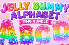 Jelly Gummy Alphabet PNG Bundle | 26 Rainbow Candy Letters Product Image 1