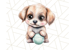 Cute Puppy Clipart, Adorable Dog PNG, Kawaii Watercolor Pup Product Image 4