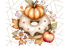 Fall Donut Clipart PNG, Autumn Donuts With Pumpkins Product Image 4