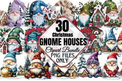 Christmas Gnome Houses Clipart Bundle PNG Product Image 1