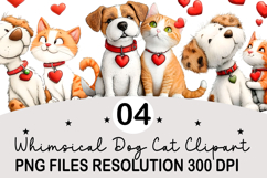 Whimsical Dog Cat Clipart Valentine's Png Product Image 1