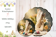 Wooden Cross Wind Spinner, Flowers Wind Spinner Product Image 1