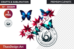 Autumn Butterfly and flower Clipart: Moody Floral PNG Product Image 1