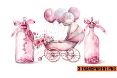 Watercolor Pink Baby Shower Clipart , PNG Product Image 1