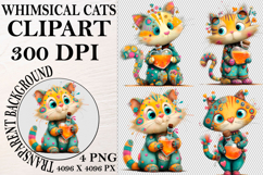 Whimsical Cats Clipart Watercolor png Product Image 1
